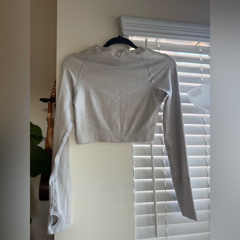 Gymshark Vital Crop Top Light Gray Marl Size Large - Picture 3 of 4